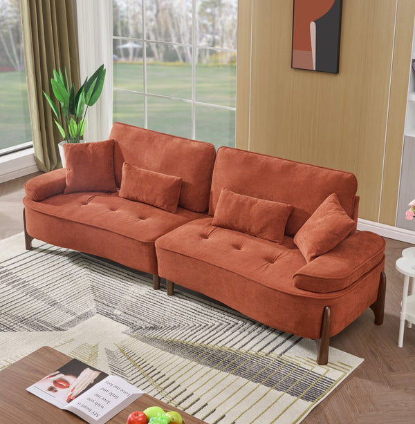 English Elm 103 Luxurious Cloud Velvet Sofa with High-Elastic Sponge Cushion, Deep-Seated Comfort for Living Spaces Brick red W2290S00010