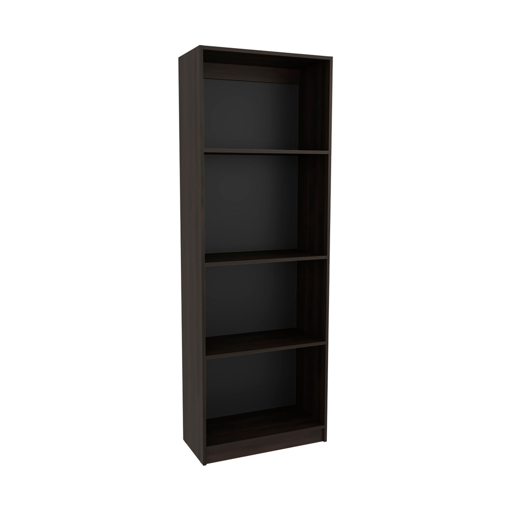 English Elm Home Tall Kronos 4-Shelf Bookcase in Stained Walnut — Space-Saving, Sturdy Open Storage for Books Decor B200P361989