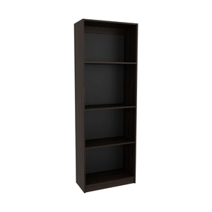 English Elm Home Tall Kronos 4-Shelf Bookcase in Stained Walnut — Space-Saving, Sturdy Open Storage for Books Decor B200P361989