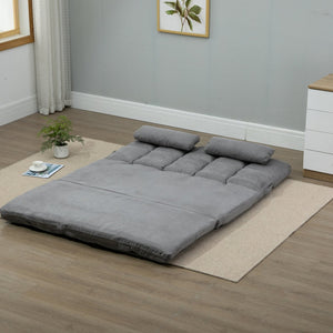 English Elm Homcom Convertible Floor Sofa Chair – Adjustable Lounger, Space-Saving Bed With 2 Pillows & Comfort W2225P217474