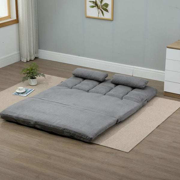 English Elm Homcom Convertible Floor Sofa Chair – Adjustable Lounger, Space-Saving Bed With 2 Pillows & Comfort W2225P217474