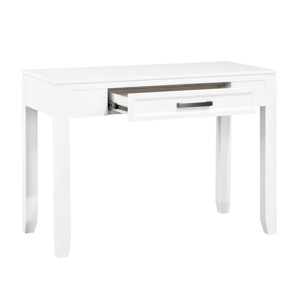 English Elm White Garretson Writing Desk with Drawer, Rustic-Transitional Wood 42"x20" Home Office Table B011P255285