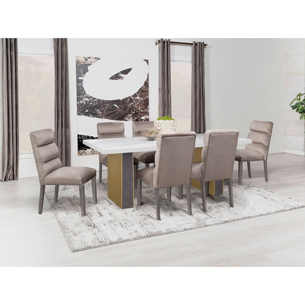 English Elm Highmore Stone Velvet Upholstered Dining Side Chair with Tufted Foam Back and Cool Gray Legs - Set of 2 taupe B062P299896