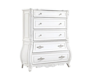 English Elm Opulence Modern 5-Piece Queen Bedroom Set In Pearl White - Elegant Carved Design & Ample Storage Solutions B009S01369-GIGA