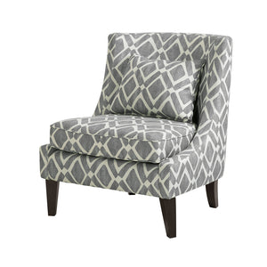 JLA Home Madison Park - Swoop Grey Geometric Accent Chair with Swooping Arms, Loose Seat & Back, Black Wood Legs Stylish FPF18-0516