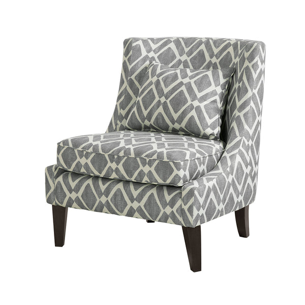 JLA Home Madison Park - Swoop Grey Geometric Accent Chair with Swooping Arms, Loose Seat & Back, Black Wood Legs Stylish FPF18-0516