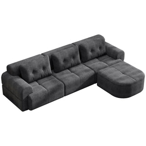 English Elm Modular Sectional Sofa with Chaise Full Foam Build Woven Fabric for Living Room Dark Grey W2379S00007