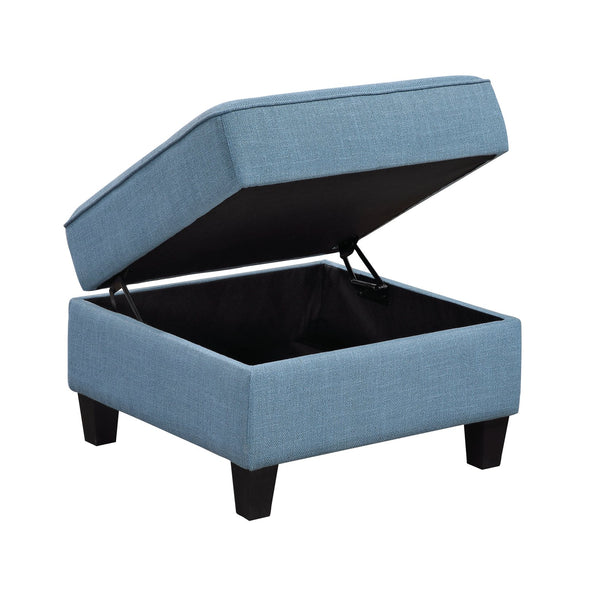 English Elm Living Room Blue Tufted Storage Ottoman with Solid Wood Frame, Foam Padding, Hidden Interior Space B011P309914