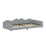 English Elm Twin Size Upholstered Daybed, Sherpa Fabric Sofabed With Cloud-Shaped Backrest, No Box-Spring Needed, Gray