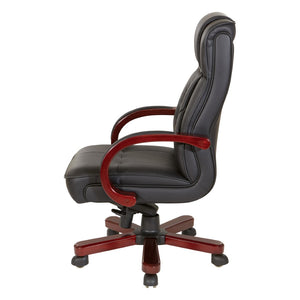OSP Home Furnishings Leather Executive High Back Chair with Top Grain Upholstery Lumbar Support and Tilt Control TWN300L-3