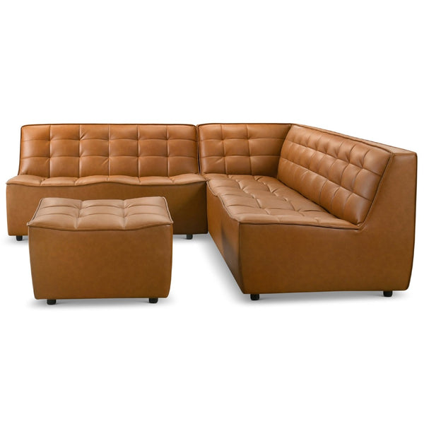 English Elm Brenham Vegan Leather Right Chaise Sectional with Mid Century Metal Legs B183S00220
