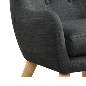 English Elm Linen Kids Chair with Button Tufted Back and Natural Wooden Legs — Cozy, Durable Seating for Playrooms Dark Gray B016P404107