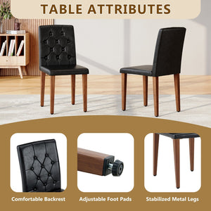 English Elm 4-piece Brown Suede Dining Chair Set with Tufted Back and Walnut Metal Legs Black,Walnut W1151P361163