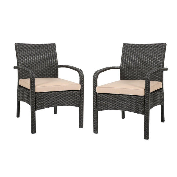 English Elm Christopher Knight Home® - CORDOBA PE Rattan Wicker Chair with Iron Frame and Waterproof Cushion for Durable Outdoor Seating Brown+Tan 57459.00BRN
