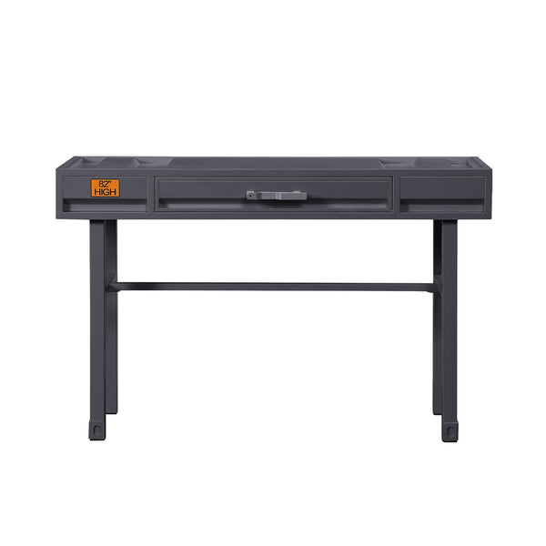 English Elm Metal Vanity Desk with Recessed Panel Design, One Drawer Accent Table for Stylish Bedroom Focal Point Gunmetal B016P317138