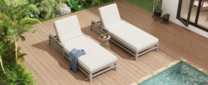 English Elm Trexm Acacia Wood Outdoor Recliner Lounge Chair with Cushions Five Position Patio Gray N715P404843E