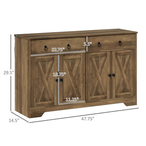 English Elm Kitchen Farmhouse Buffet Cabinet with Sliding Barn Doors Drawers and Adjustable Shelving T3971P397472