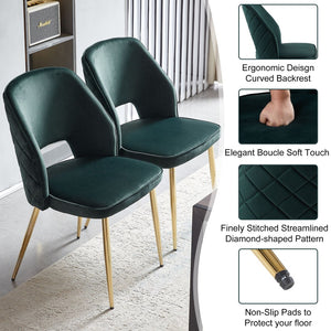 English Elm Dark Green Velvet Dining Chair Set of 4 with Gold Legs and Geometric Cutout Back W1164P188246