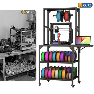 English Elm 3d Printer Workstation with Spool Rack Steel Frame Caster Wheels and Laptop Panel W3190P294353