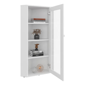 English Elm Genova Glass Door Display Cabinet Slim Modern Showcase for Collectibles and Decor B200P484463