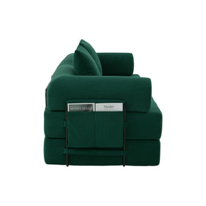 English Elm UNITED modular foldable sofa with metal frame, corduroy upholstery, side pocket & quick assembly convenience Emerald W1568P375638