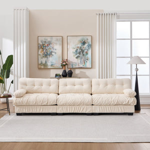 English Elm Modular Cloud Sectional Sofa Flannelette Deep Seat Couch for Living Room with Pillows Beige W2120S00033
