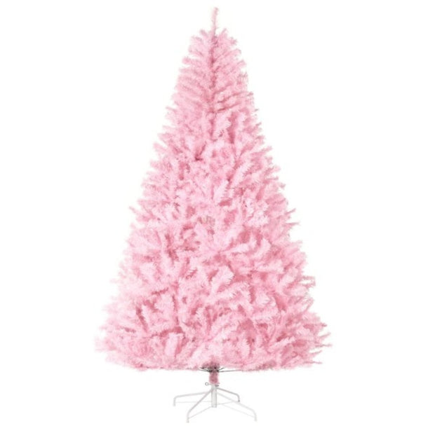 English Elm Christmas Pink Artificial Tree 7 Ft Wide Auto Open Branches Steel Base Holiday Decor T3971P420021