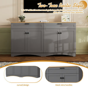 English Elm On-Trend 3-Piece Rustic Farmhouse Entertainment Center For Tvs Up To 70", Versatile Storage Solution N721S000045E-GIGA