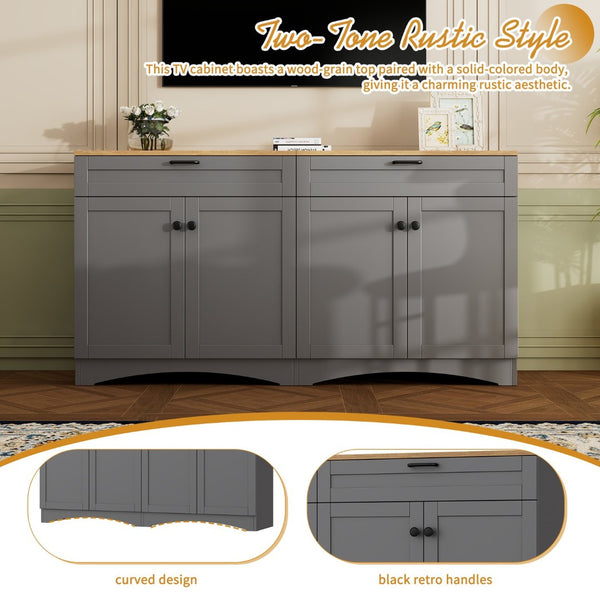 English Elm On-Trend 3-Piece Rustic Farmhouse Entertainment Center For Tvs Up To 70", Versatile Storage Solution N721S000045E-GIGA