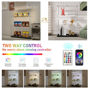 English Elm Tempered Glass Display Cabinet With Smart Bluetooth Led Lighting & Secure Lock For Modern Spaces W3155P268180-GIGA