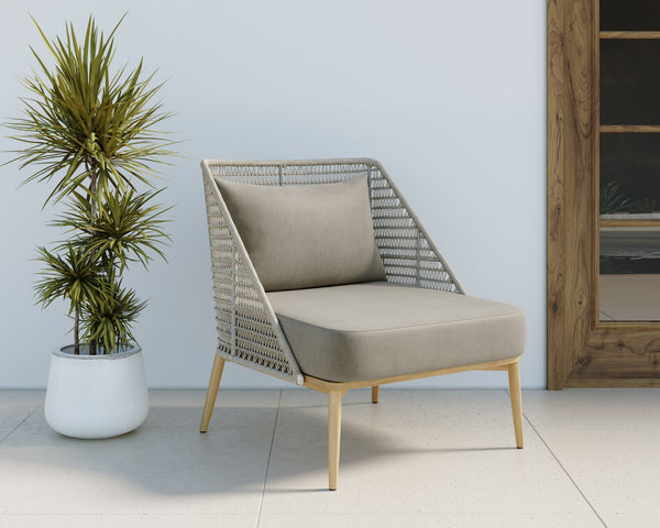 Sunpan Andria Outdoor Lounge Chair - Modern Design with Durable Teak Base and Weather-Resistant Fabric Palazzo Taupe