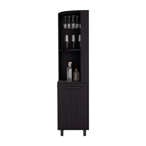 English Elm Corner Bar Cabinet Cleveland Black - Space-Saving Engineered Wood Corner Storage with Shelves, Durable Finish B092S00294