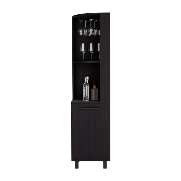 English Elm Corner Bar Cabinet Cleveland Black - Space-Saving Engineered Wood Corner Storage with Shelves, Durable Finish B092S00294
