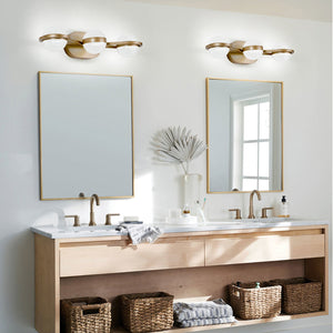 English Elm Bathroom Vanity Light, Elegant 3-Bulb Led Fixture With Crystal Sand Shades In Champagne Gold Finish W2312P374866