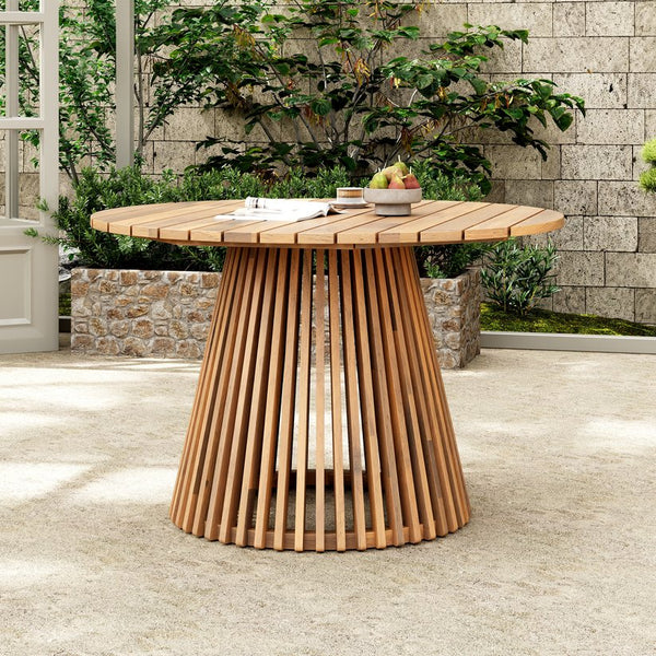 English Elm Christopher Knight Home® - Outdoor Acacia Wood Round Dining Table – 47.25-Inch, Stylish Light Teak For Patios & Balconies N770P313798L