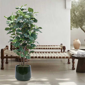 English Elm 4 Pieces Ceramic Flowerpot Set with Hand-Glazed Finish, Precision Molded Planters for Patio Decor Antique Green W3273P321579