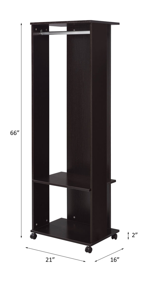 English Elm Kolen Espresso Finish Hall Tree with Full-Length Mirror, Casters, Hooks & Open Storage for Entryway B2726P256278