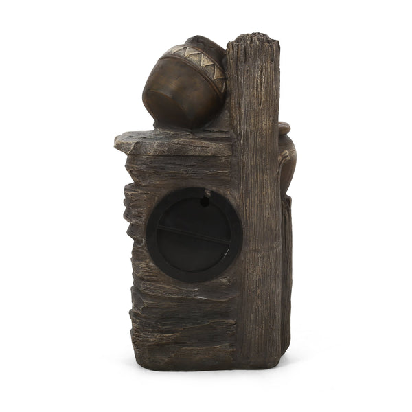 English Elm Christopher Knight Home® - 19.75" Weather-Resistant 3-Tier Floor Fountain with LED Base Light, Stone-Look Polyresin Outdoor Decor 71793.00BGRY