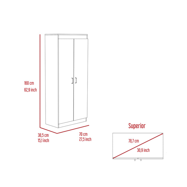 English Elm Albany,Double Pantry Cabinet White 63" High - Particle Board, Five Shelves for Kitchen Garage Storage B128S00131