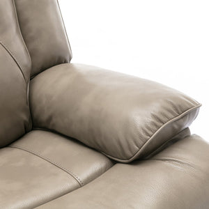 English Elm 3 Seater Home Theater Recliner with LED Accent Strip, Dual Cup Holders, Gel Leather Comfort Luxury Grey WF323623AAE
