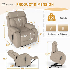 English Elm Power Lift Recliner Chair Velvet Upholstered Senior Assist Motorized Living Room Seat W1028S00061