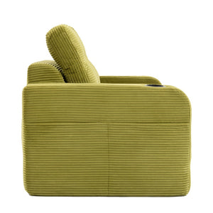 English Elm Convertible Floor Sofa Bed with Memory Foam and Ribbed Corduroy for Small Spaces Olive W395P438030