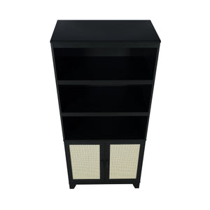 English Elm Sheridan 31" Bookcase Cabinet with 7 Shelves, Soft-Close Doors, Adjustable Shelves, Stylish Legs Black B365P397892