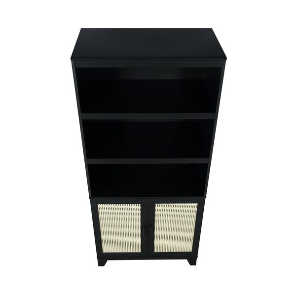 English Elm Sheridan 31" Bookcase Cabinet with 7 Shelves, Soft-Close Doors, Adjustable Shelves, Stylish Legs Black B365P397892
