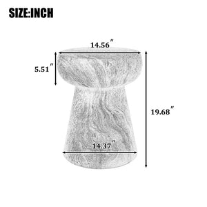 English Elm U_style Sculptural Mushroom Pedestal Table Travertine Mgo Stone Look Patio Accent Beige N711P422070K