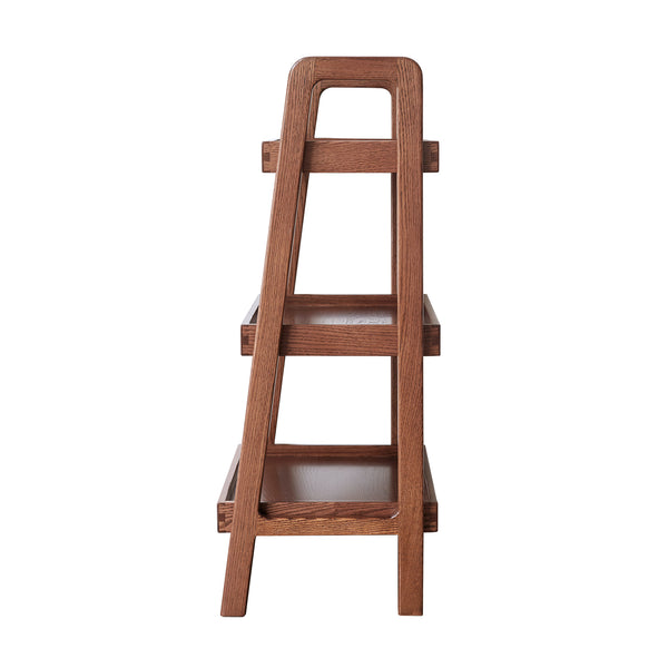 English Elm Walnut Solid Wood Storage Bench with 3-Tier Beech Shelves—Waterproof, Stable A-Frame Organizer W1283115357