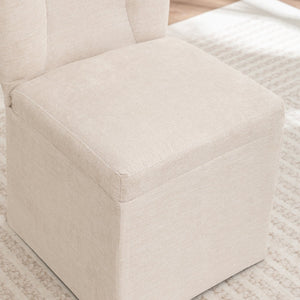 English Elm Linen Modern Dining Chairs Set of 2 — Padded Armless Fabric Side Chairs with Iron Legs, 250lb Capacity Beige W1170P365351