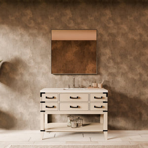 English Elm White Oak Single Bath Vanity 48" W X 22" D - Elegant White Quartz Top, Ample Storage & Soft-Close Drawers B2731P260240-GIGA