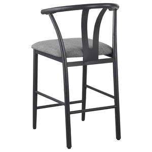 English Elm Tazman Wishbone Inspired Counter Stools Set of Two Grey Fabric Mid-century Dining B062P441114