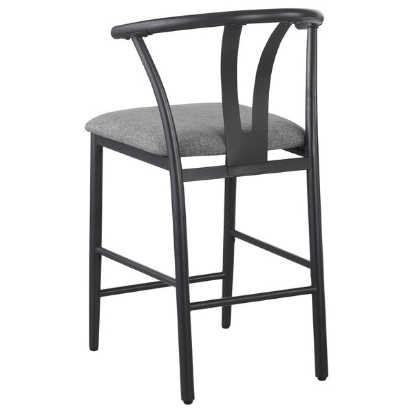 English Elm Tazman Wishbone Inspired Counter Stools Set of Two Grey Fabric Mid-century Dining B062P441114